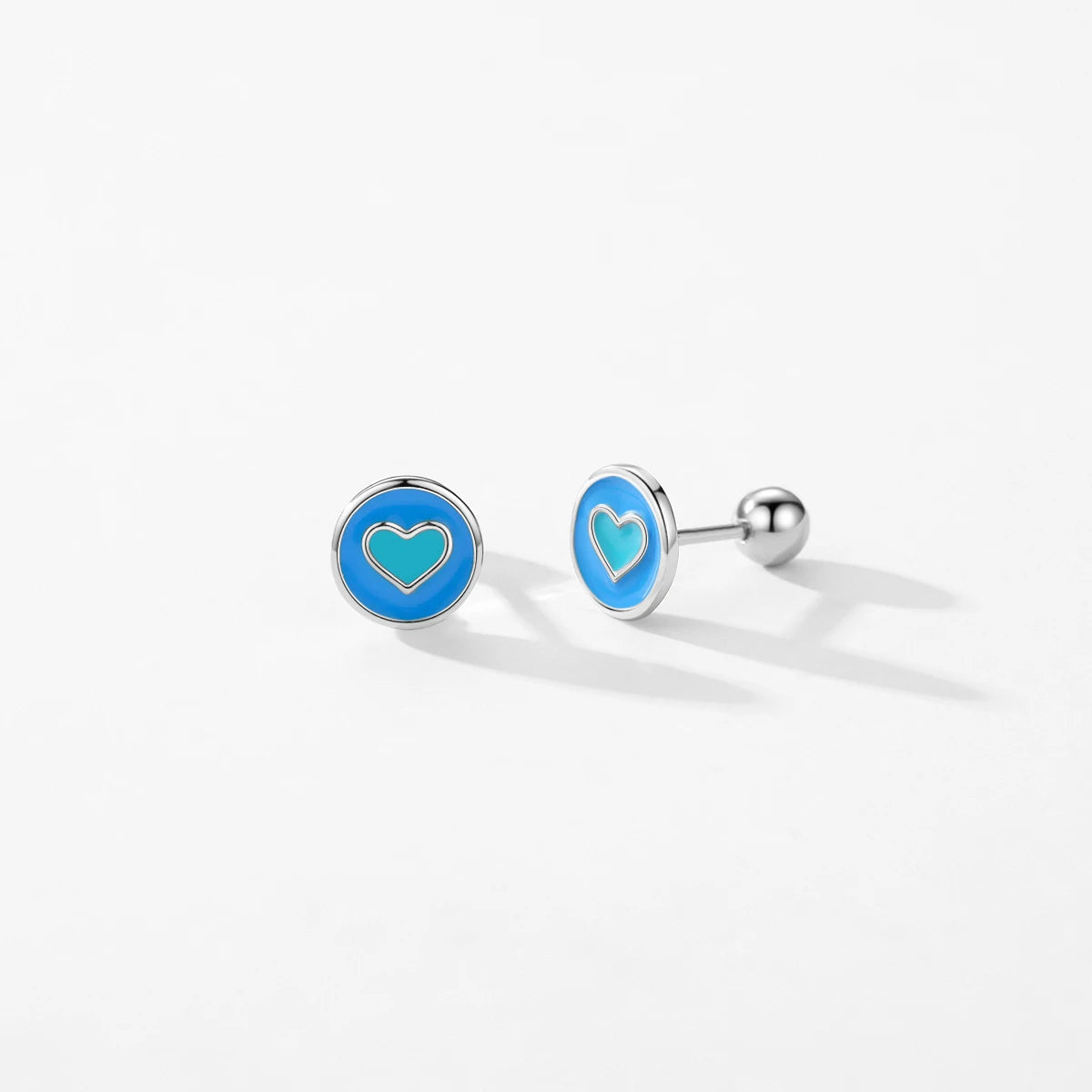 Pendientes Modian de plata de ley 925 con forma de corazón esmaltado, sencillos y redondos, con cuentas de rosca minimalistas, para mujer, joyería fina, regalos.