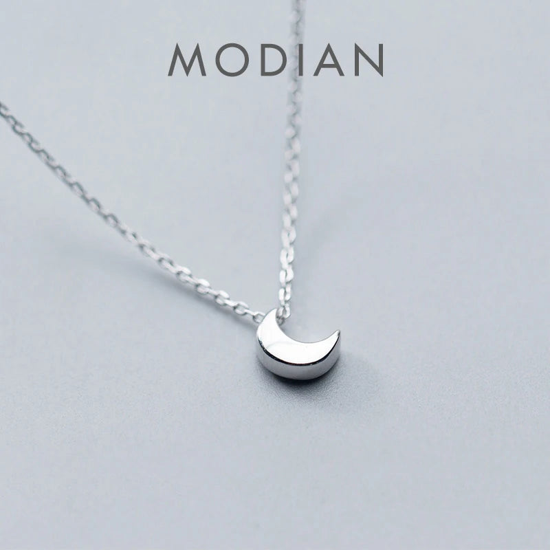 Colgante clásico Modian de media luna de plata 100 % para mujer, de moda, de plata de ley 925, estilo bonito, joyería fina.