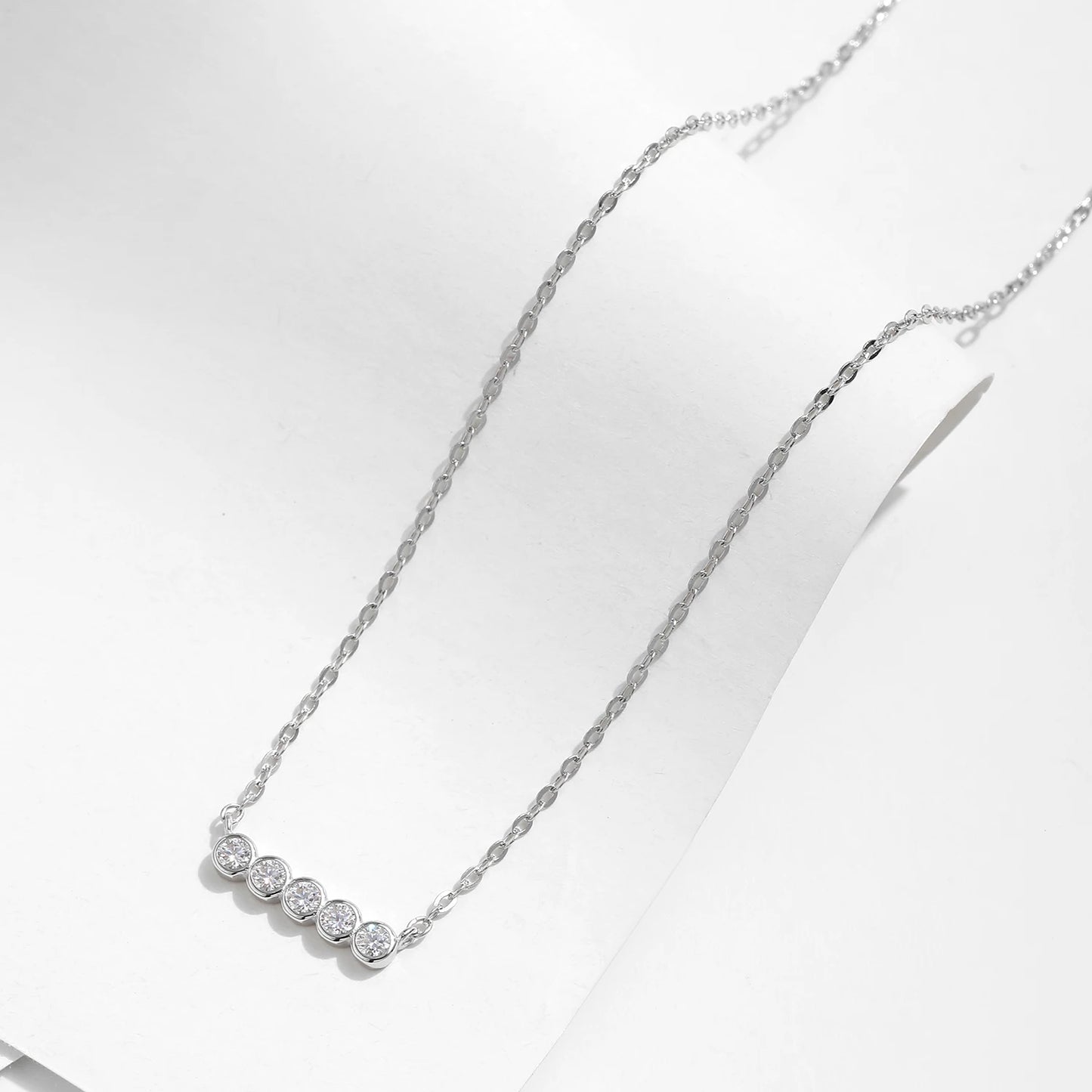 Collar con colgante apilable de moissanita de color D de MODIAN, plata de ley 925, cadena de eslabones con diamantes de laboratorio, joyería para mujer, regalo de lujo