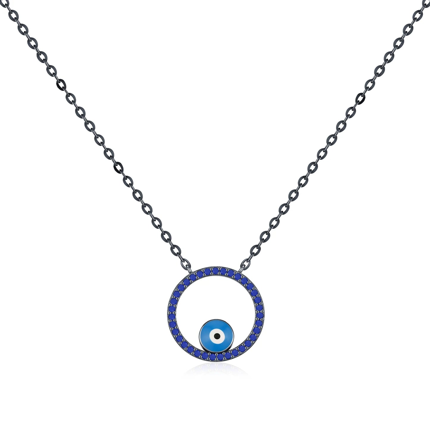 Collar MODIAN con ojos fantasmales de esmalte, colgante de lapislázuli sintético de plata de ley 925 para mujer, joyería fina