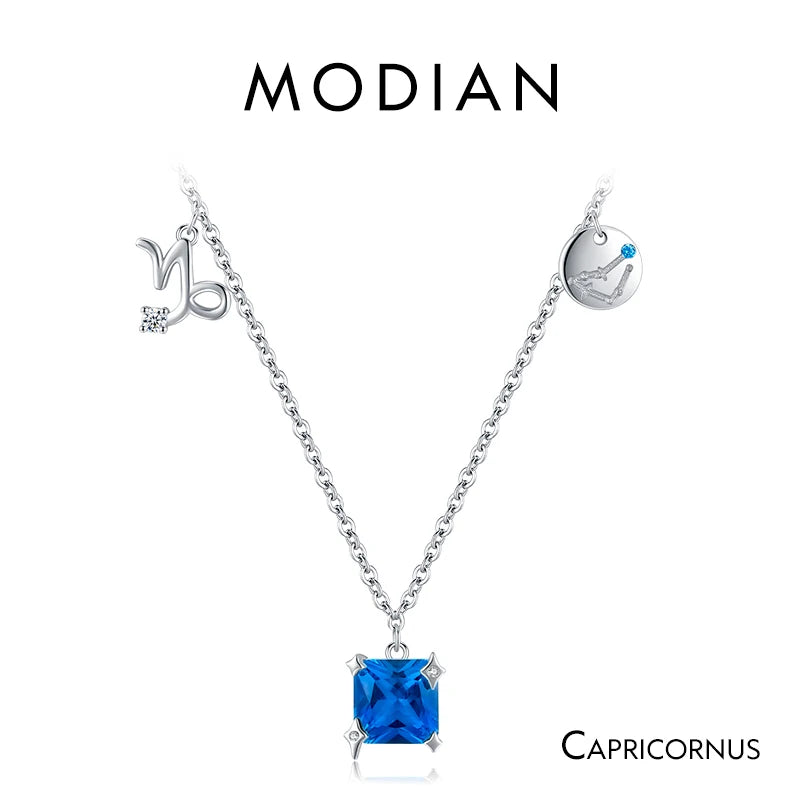 Collar con colgante Modian de plata de ley 925 con circonita arcoíris y piedra de nacimiento de Escorpio, símbolo del signo del zodiaco, para mujer, joyería fina.
