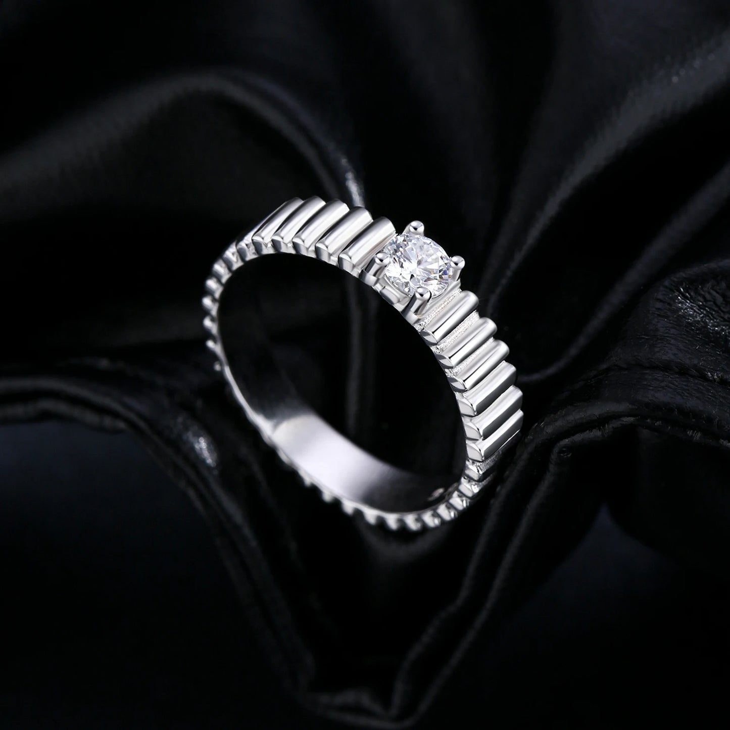 Anillo de moissanita MODIAN de color D en plata de ley 925, moderno, ancho, eterno, apilable, para mujer, joyería fina unisex.