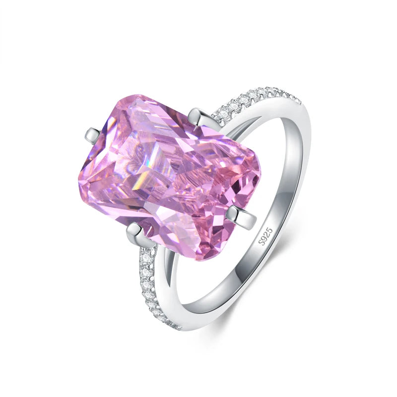 Anillos de lujo Modian de plata esterlina 925 100% rectangulares con circonitas transparentes 5A, joyería de aniversario y compromiso para mujeres, anillos de moda.