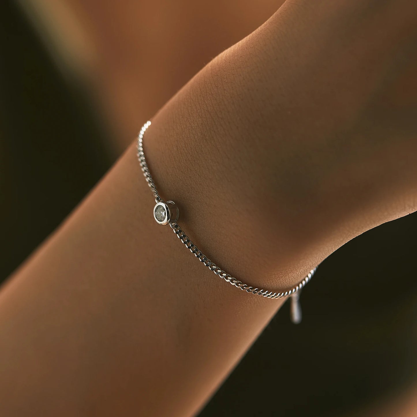 Pulsera MODIAN de 0,25 quilates con engaste de moissanita para mujer, elegante pulsera de cadena de plata de ley 925 con diamantes, joyería de boda