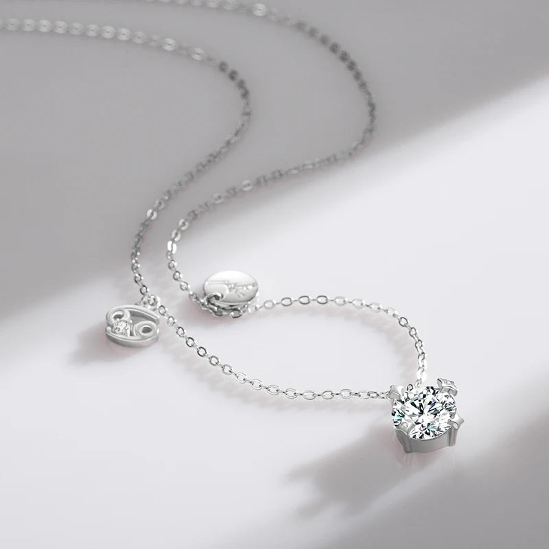 Collar con colgante Modian de plata de ley 925 con circonita arcoíris y piedra de nacimiento de Escorpio, símbolo del signo del zodiaco, para mujer, joyería fina.