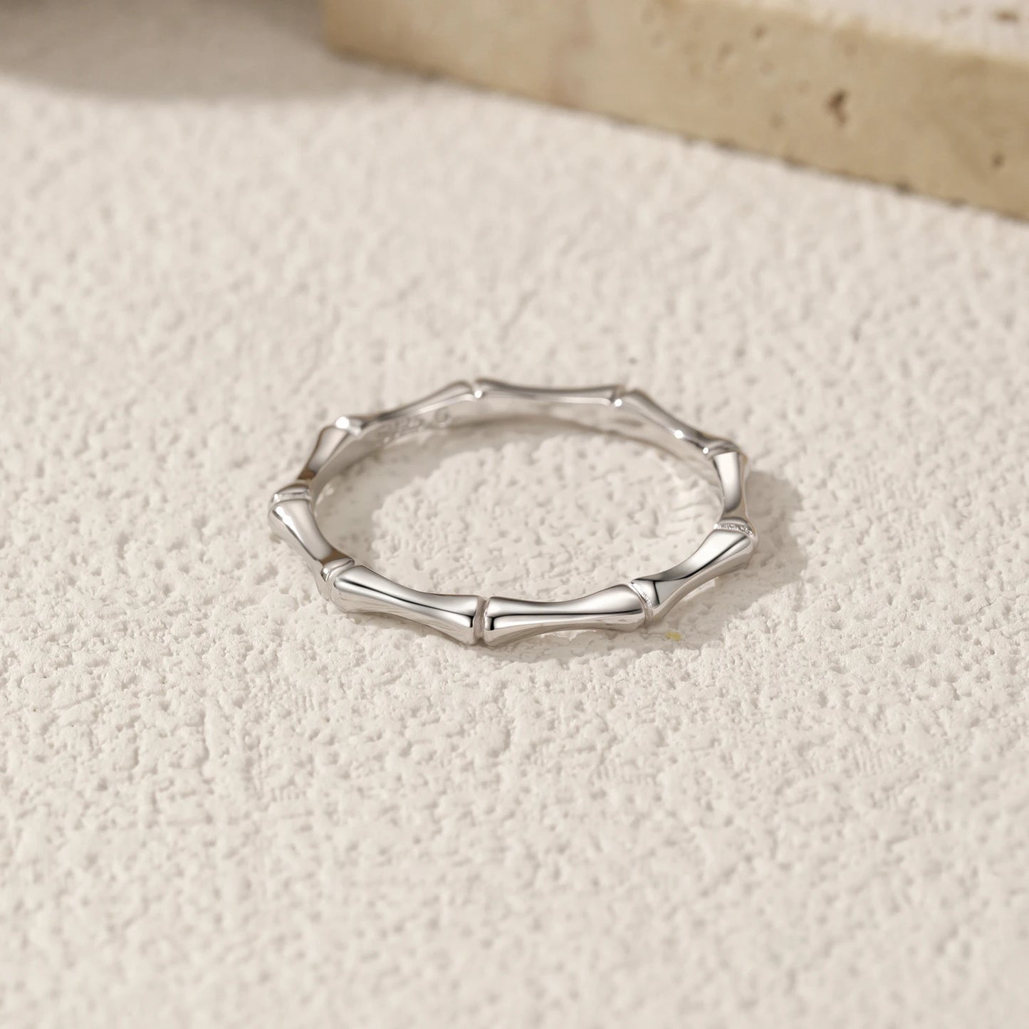 MODIAN 925 Sterling Silver Fashion Simple Polishing Bamboo Joint Stackable Eternity Band Rings For Women Fine Jewelry