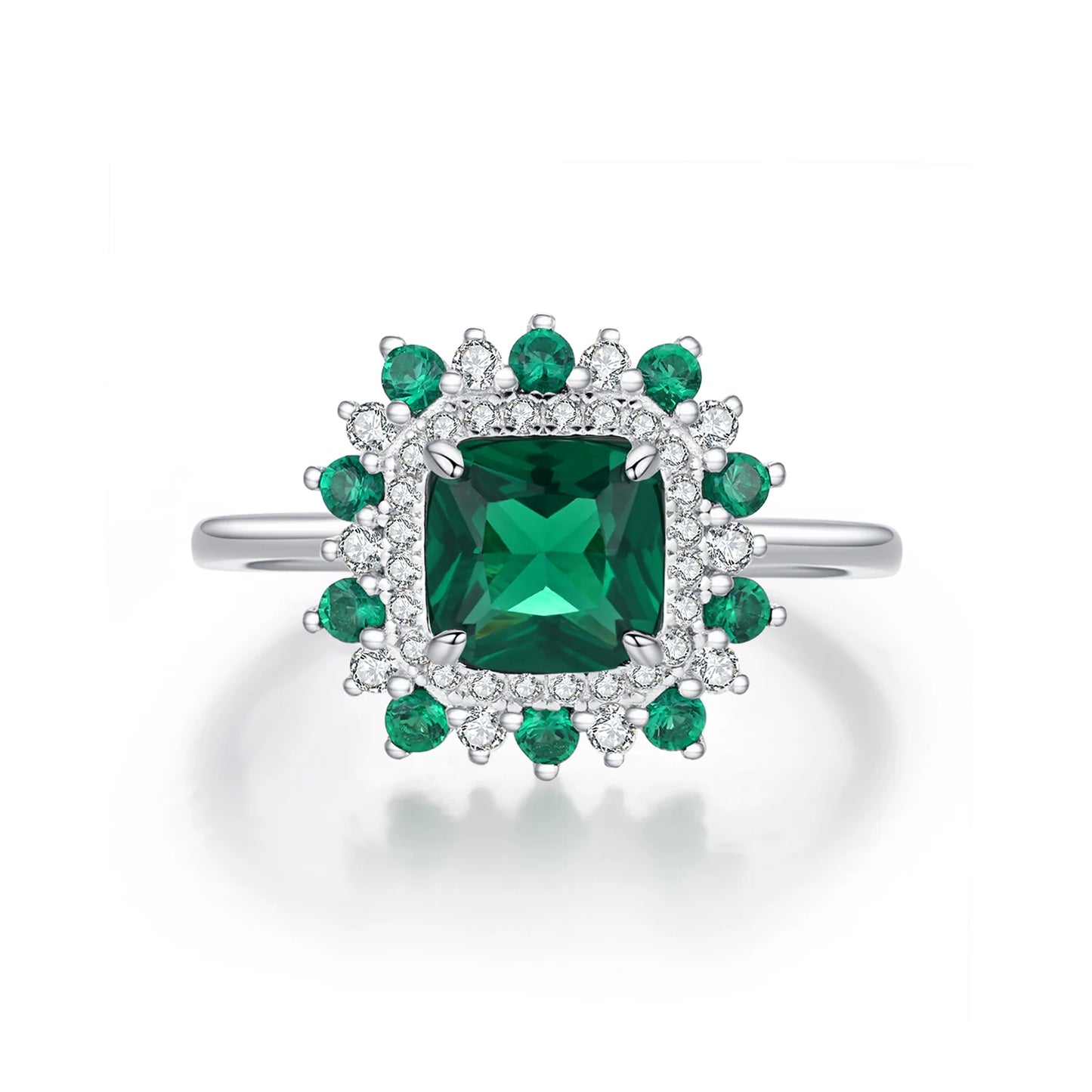 Anillos de dedo MODIAN de plata de ley 925 auténtica, estilo retro, elegante, cuadrado, con circonita verde, para mujer, para fiestas, cócteles, joyería fina