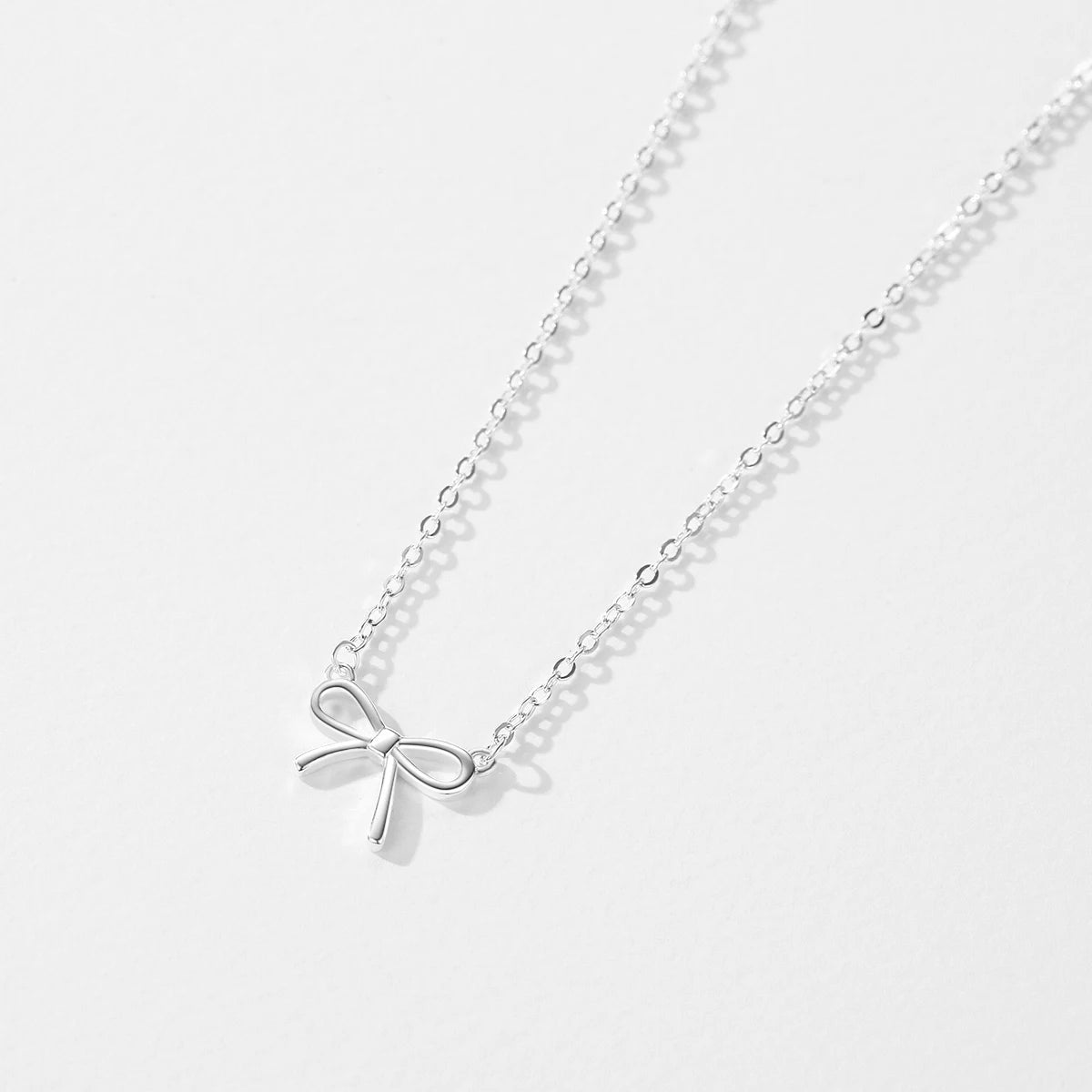 Collar con colgante de lazo simple y exquisito de plata esterlina 925 de MODIAN, cadena de cuello apilable de moda para mujer, joyería fina, regalo