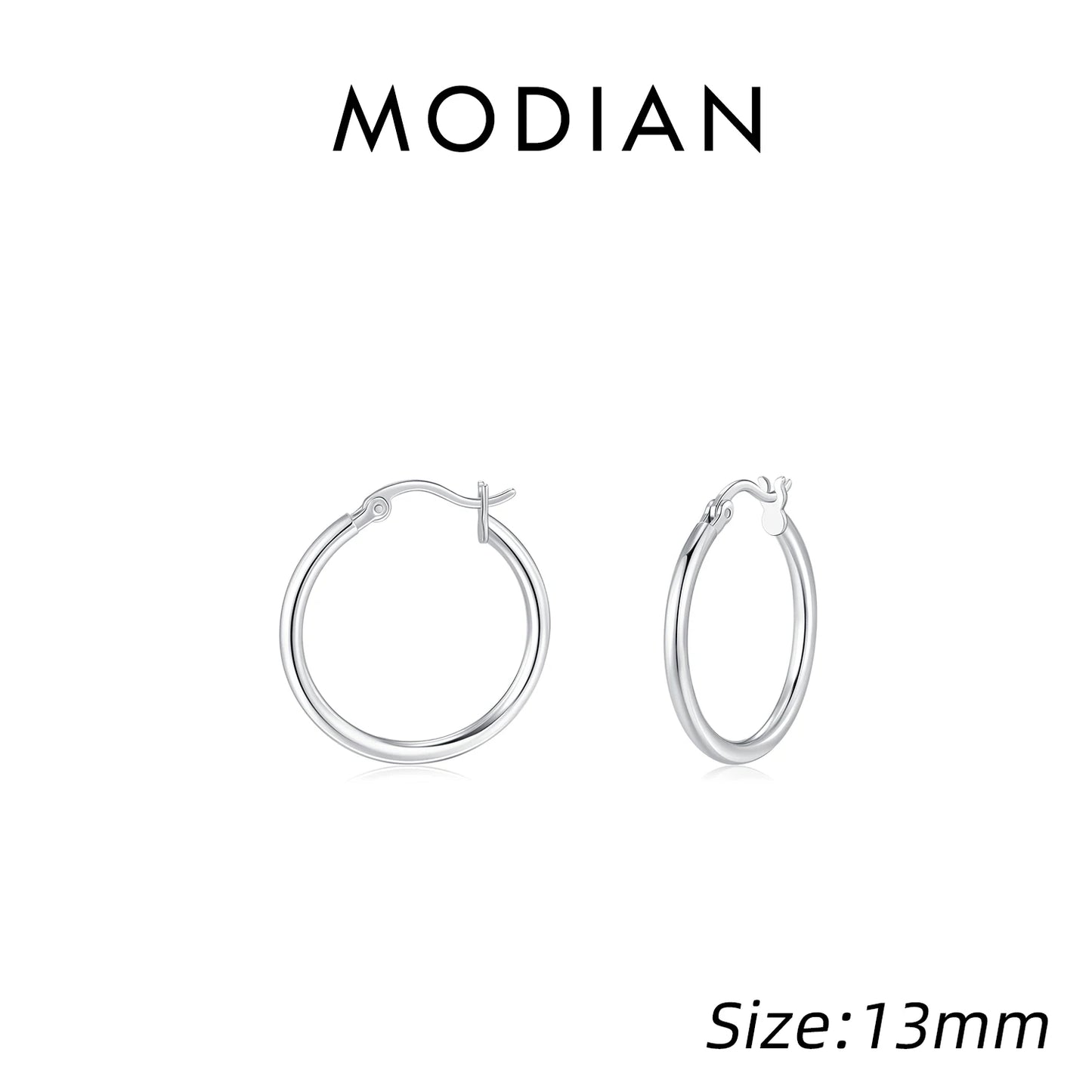 Pendientes de aro franceses clásicos y atrevidos de MODIAN en plata de ley 925, chapados en oro blanco de 18 quilates, joyería fina para mujer.