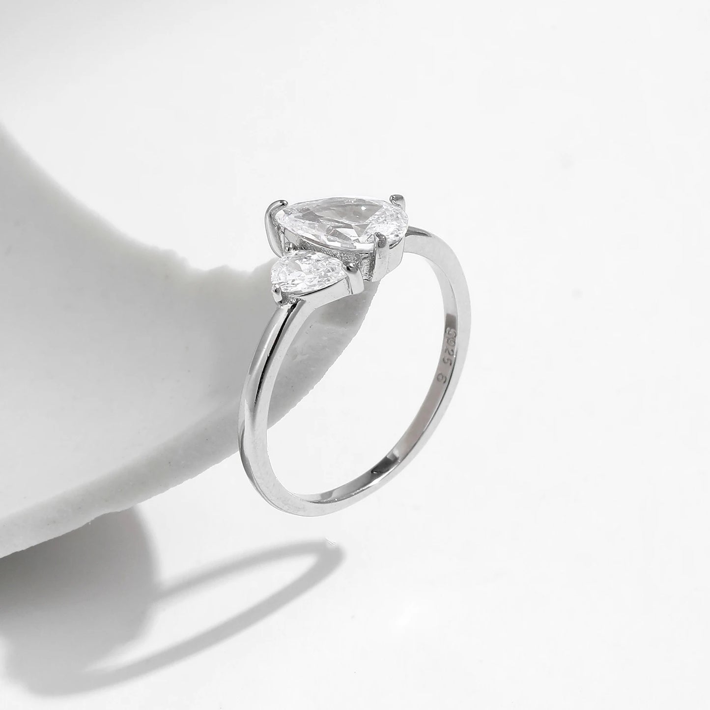 Anillos de dedo MODIAN de plata de ley 925 auténtica con forma de gota de agua brillante entrelazada y circonitas cúbicas transparentes deslumbrantes para mujer, joyería fina