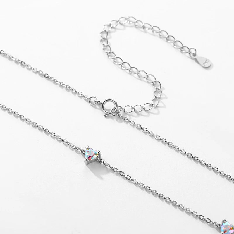 Gargantilla corta Modian de plata de ley 925 auténtica con circonitas de colores y dije de corazones para mujer, joyería fina para bodas.