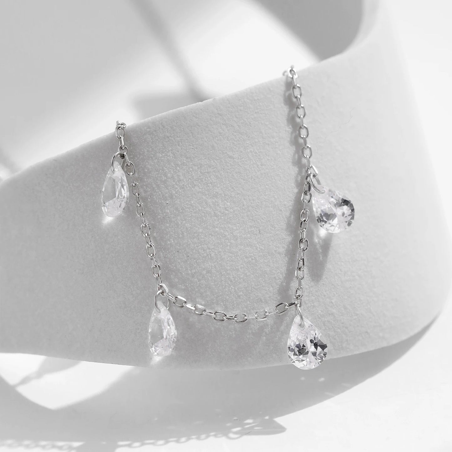 Gargantilla apilable de plata de ley 925 MODIAN para clavícula, collar con circonita brillante para mujer, joyería fina