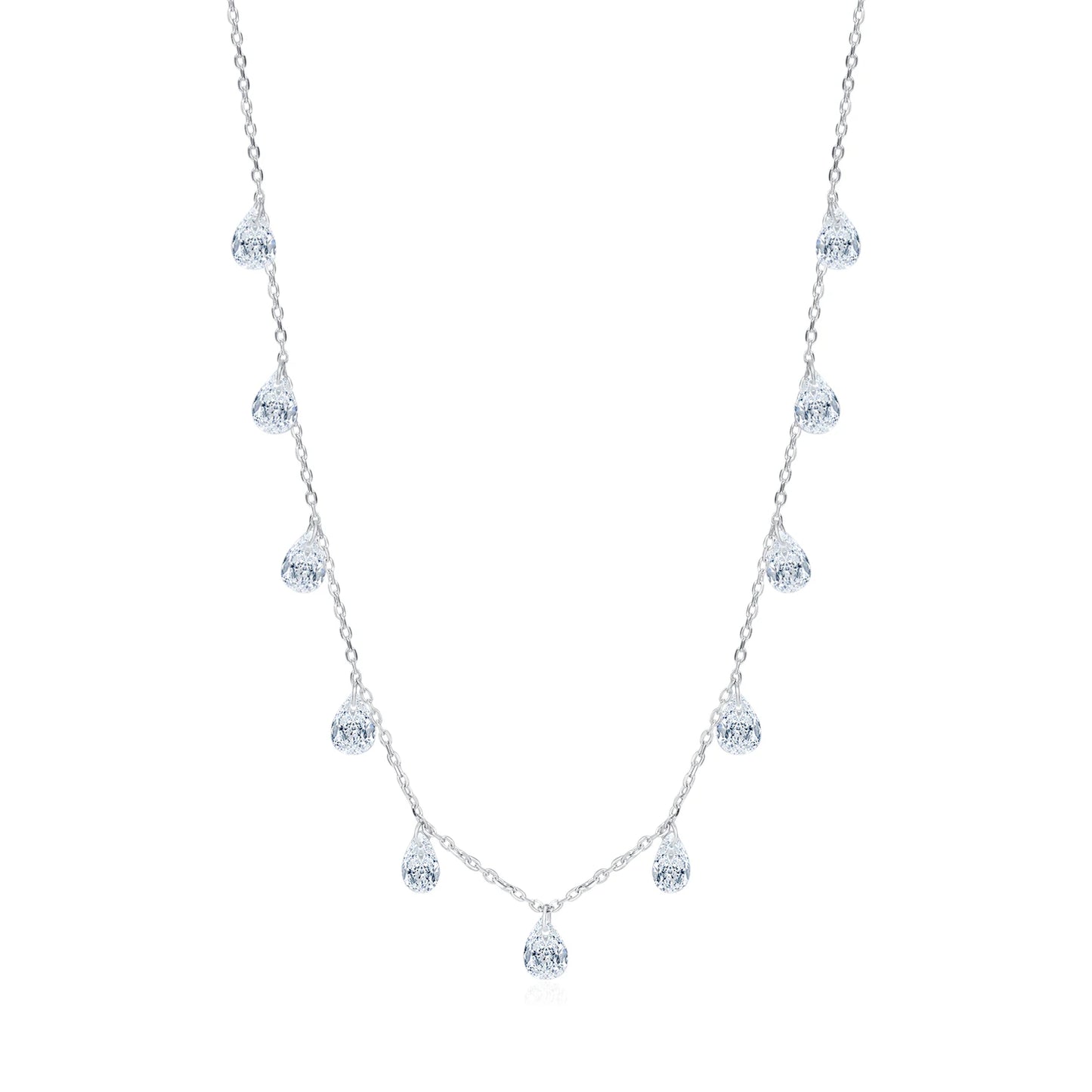 Gargantilla apilable de plata de ley 925 MODIAN para clavícula, collar con circonita brillante para mujer, joyería fina
