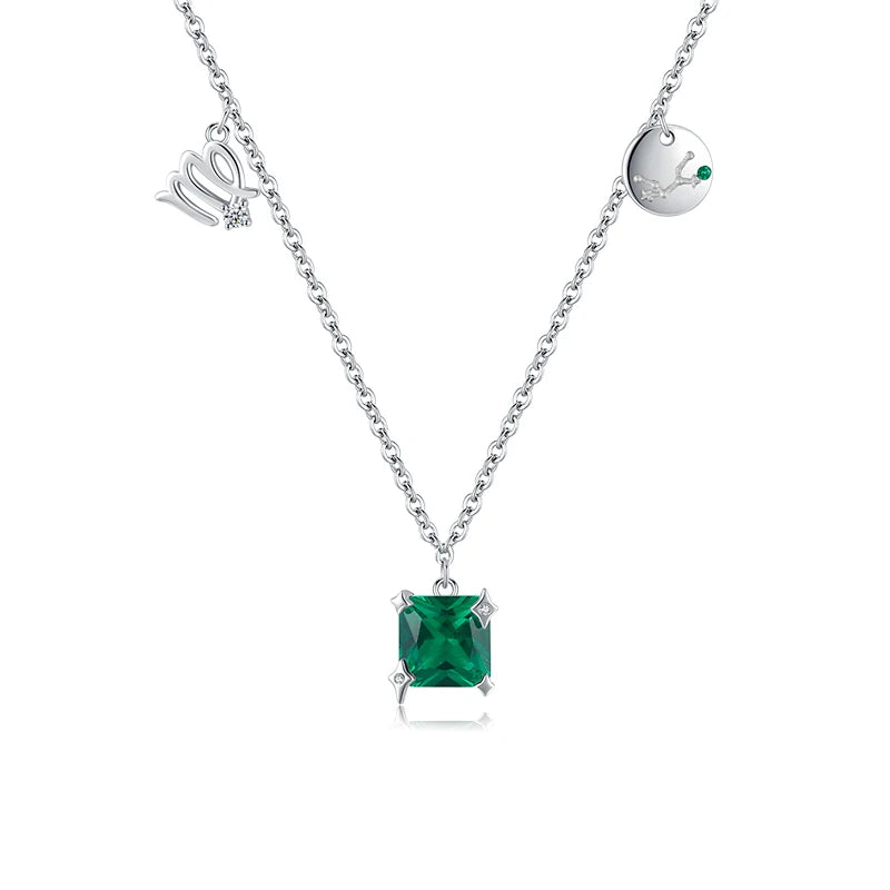 Collar MODIAN de plata de ley 925 con símbolo de la constelación de Virgo, cadena brillante y deslumbrante con colgante cuadrado de circonita cúbica, joyería fina de moda.