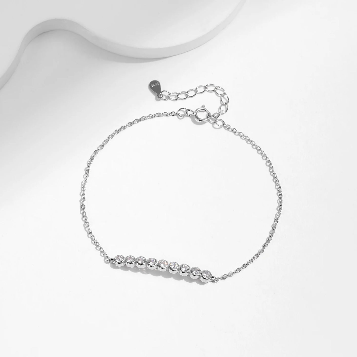 Collar con colgante de cadena de eslabones de moissanita de color D de MODIAN, plata de ley 925, moderno brazalete redondo en forma de A para mujer, conjunto de joyería fina