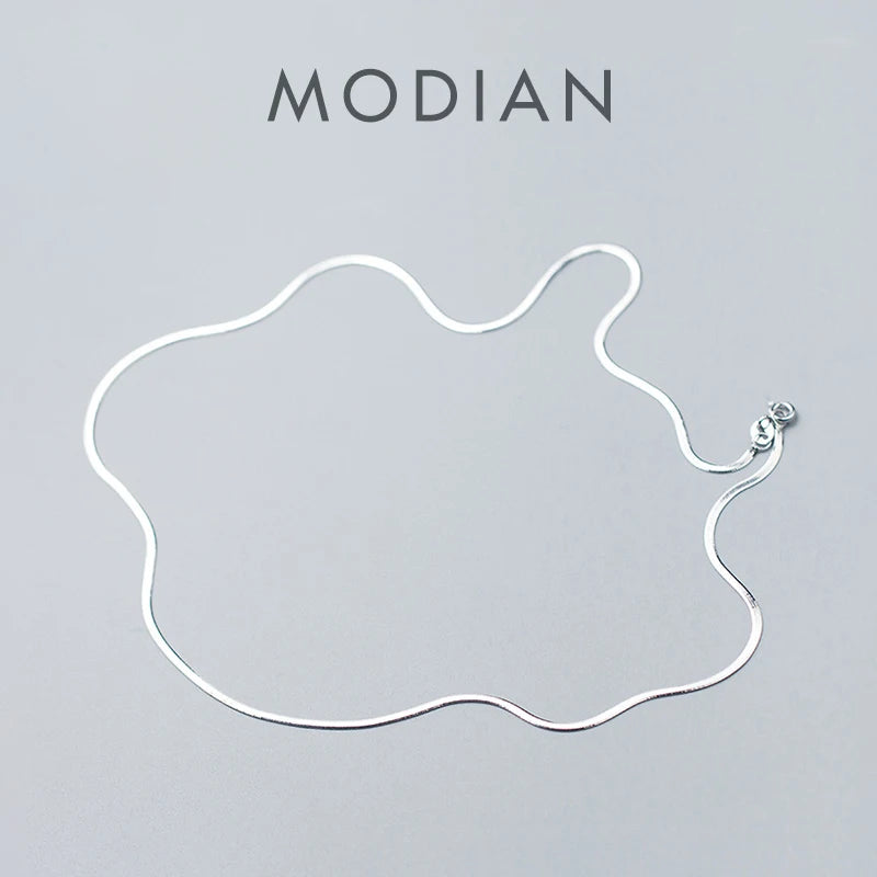 Collares de serpiente sencillos de Modian, gran oferta, de moda, clásicos, para niñas, de plata de ley 925, gargantilla, cadena para mujeres, joyería fina de plata, regalo.