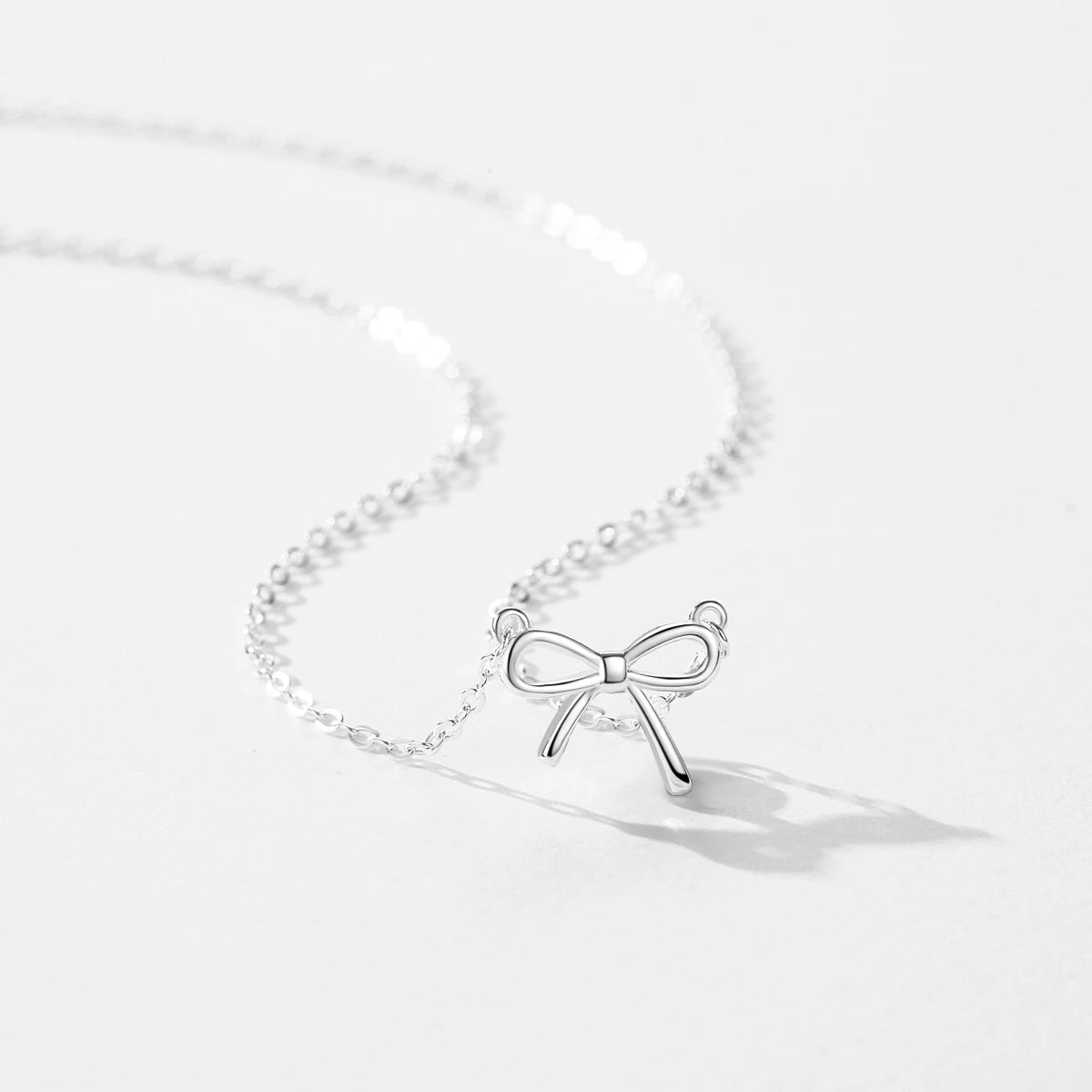 Collar con colgante de lazo simple y exquisito de plata esterlina 925 de MODIAN, cadena de cuello apilable de moda para mujer, joyería fina, regalo