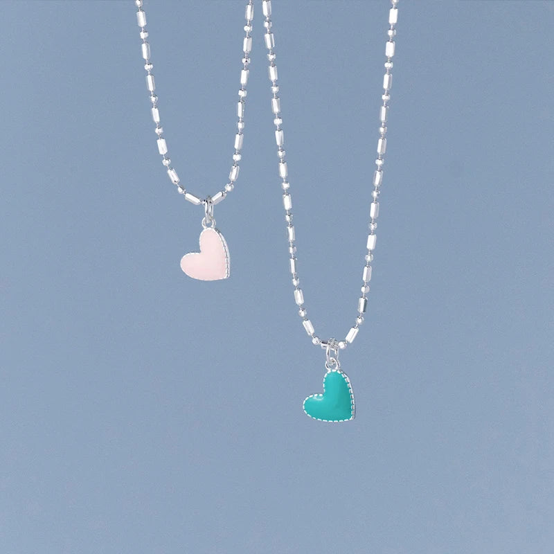 Collar Modian de plata de ley 925 con colgante de corazones esmaltados de colores arcoíris minimalistas, cadena de eslabones moderna para mujer, joyería de boda.