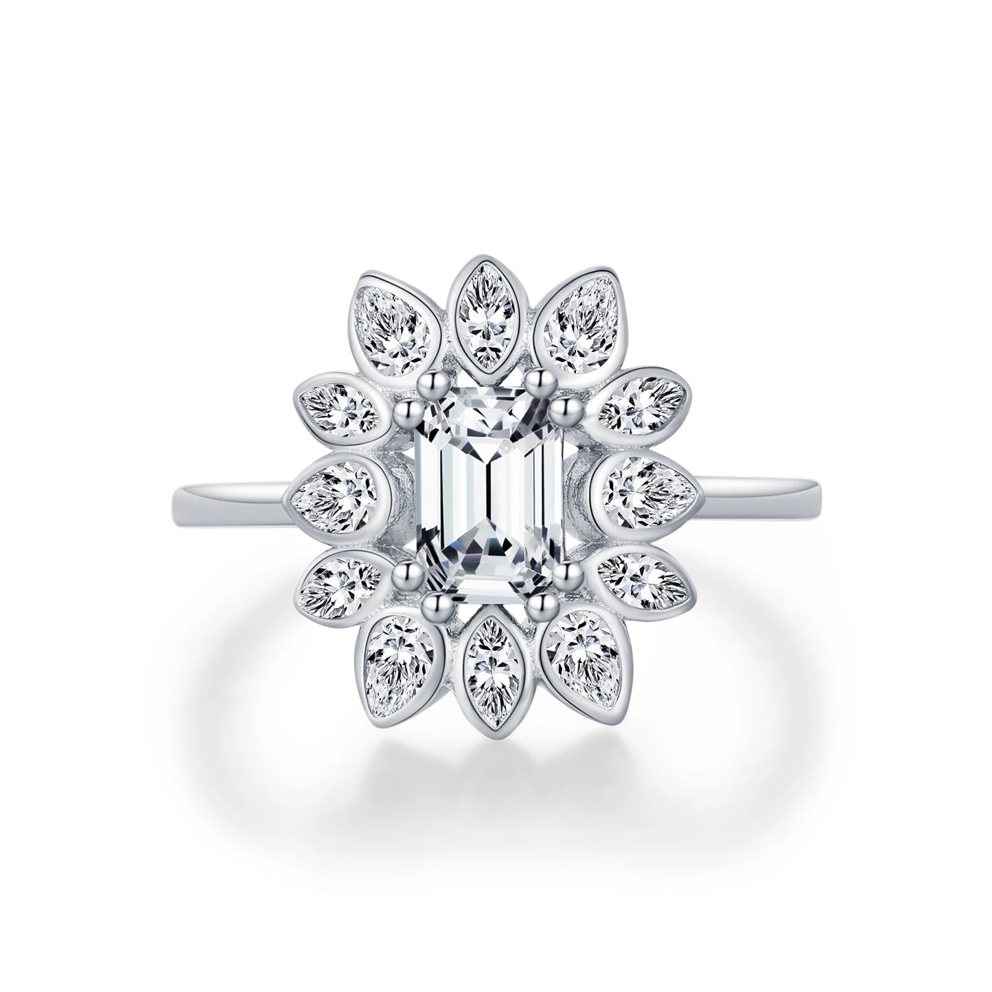 Anillo de cóctel de lujo MODIAN de plata de ley 925 con flores y circonitas brillantes para mujer, joyería fina para boda y compromiso.