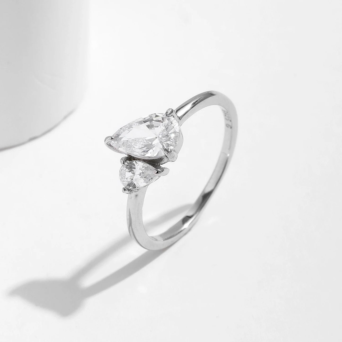 Anillos de dedo MODIAN de plata de ley 925 auténtica con forma de gota de agua brillante entrelazada y circonitas cúbicas transparentes deslumbrantes para mujer, joyería fina