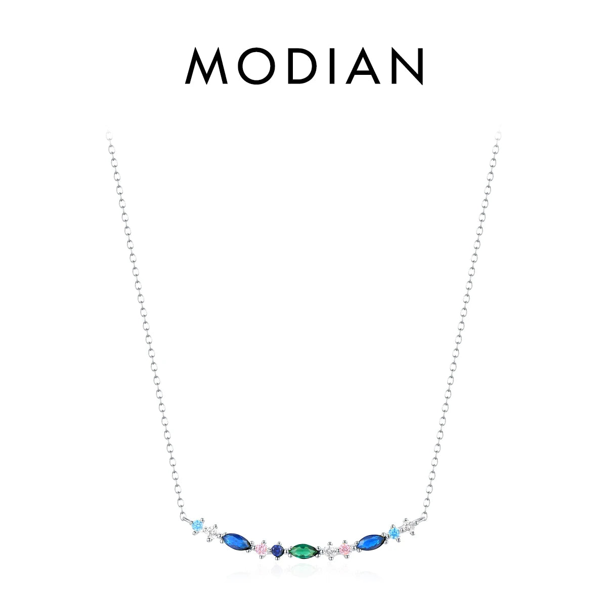 Collar con colgante largo y elegante de plata de ley 925 de MODIAN, cadena vintage para mujer, regalo de cumpleaños, joyería fina
