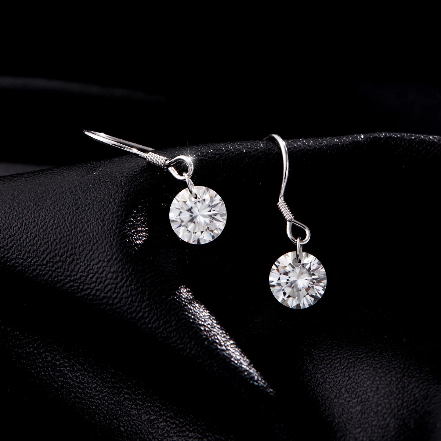 MODIAN 1CT D Color Sparkling Moissanite Hook Earrings 925 Sterling Silver Round Sway Dangle Earrings For Women Fine Jewelry