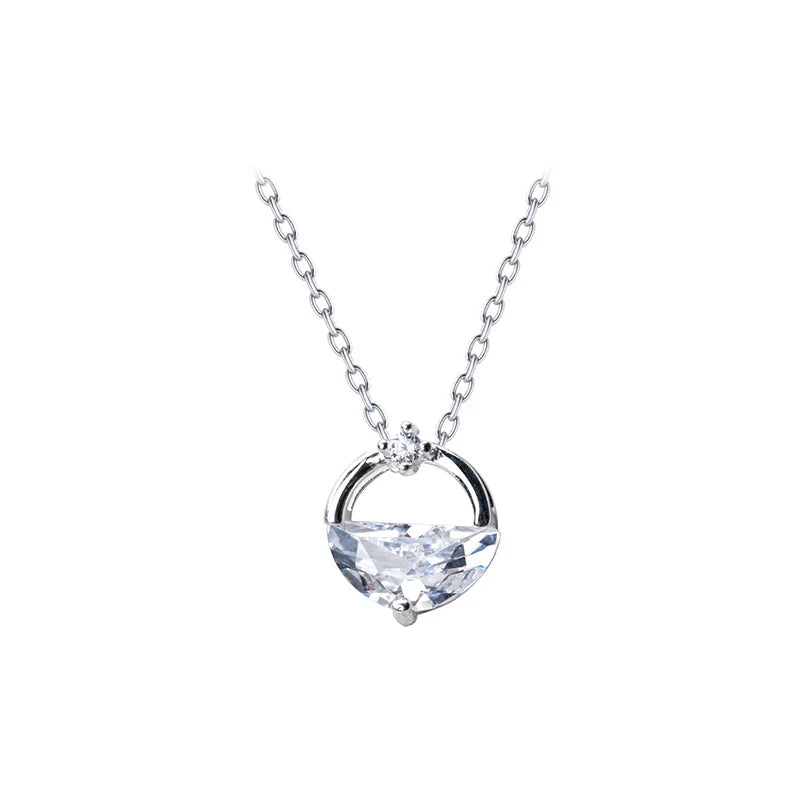 Collar con colgante de circonita transparente irregular redondo de Modian, joyería de plata de ley 925 para mujer, regalo de fiesta