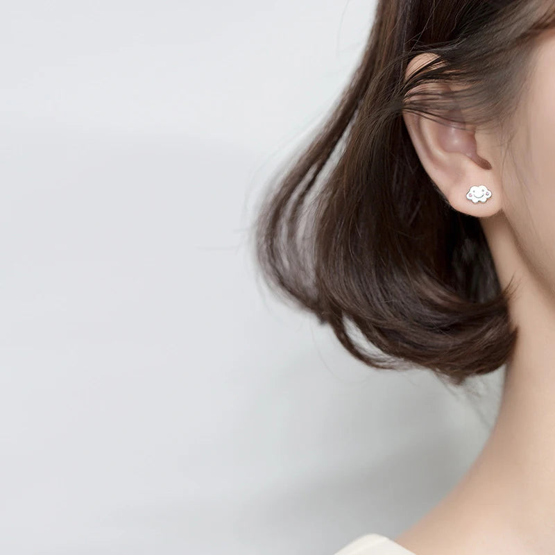 MODIAN - Pendientes asimétricos con diseño de nubes arcoíris y esmalte colorido para mujer, plata de ley 925, joyería fina, regalo para niños