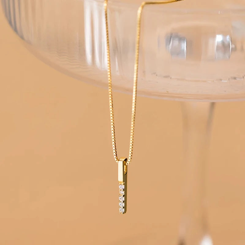 Colgante Modian de plata de ley 925 con forma de rectángulo geométrico y circonita brillante para mujer, collar ajustable, joyería fina de estilo coreano.