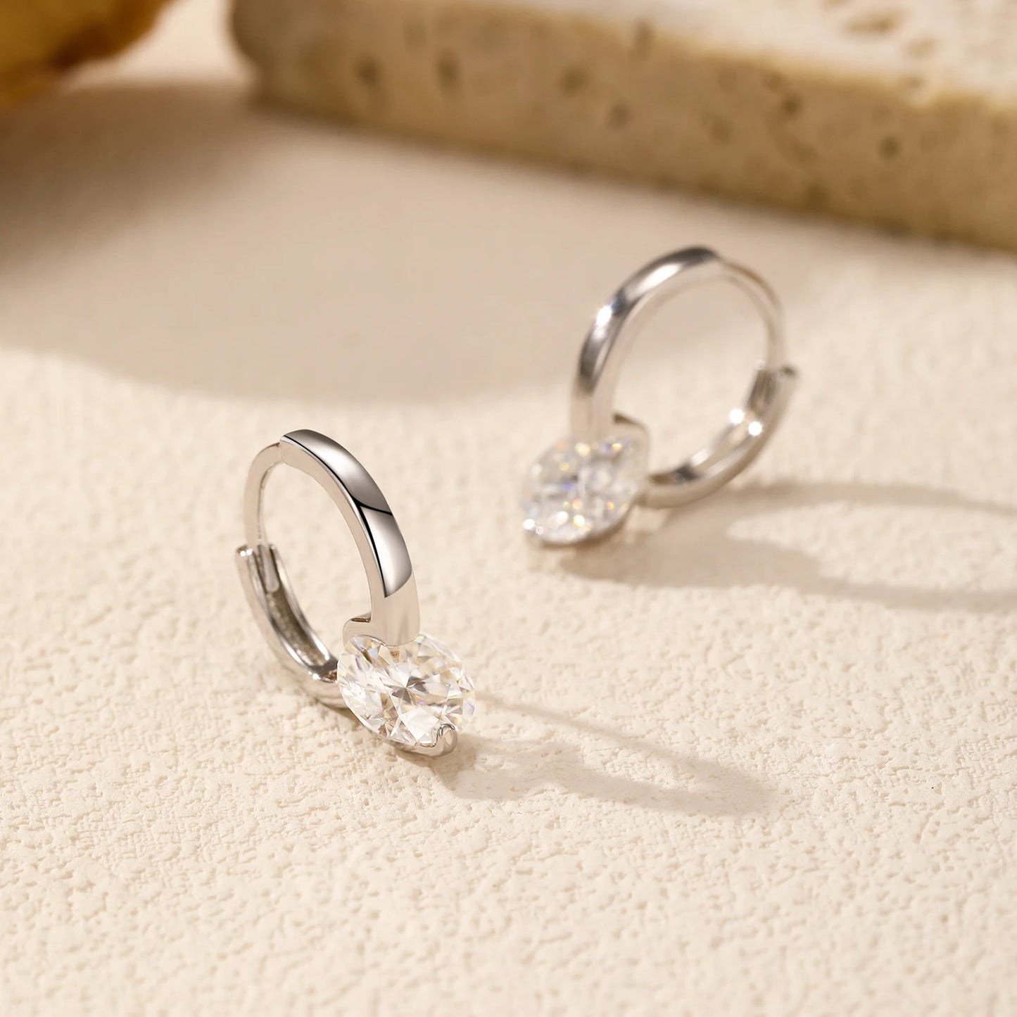 MODIAN 1.0CT D Color Moissanite Hoop Earrings 925 Sterling Silver Luxury Buckle Earrings For Women Wedding Fine Jewelry Gifts