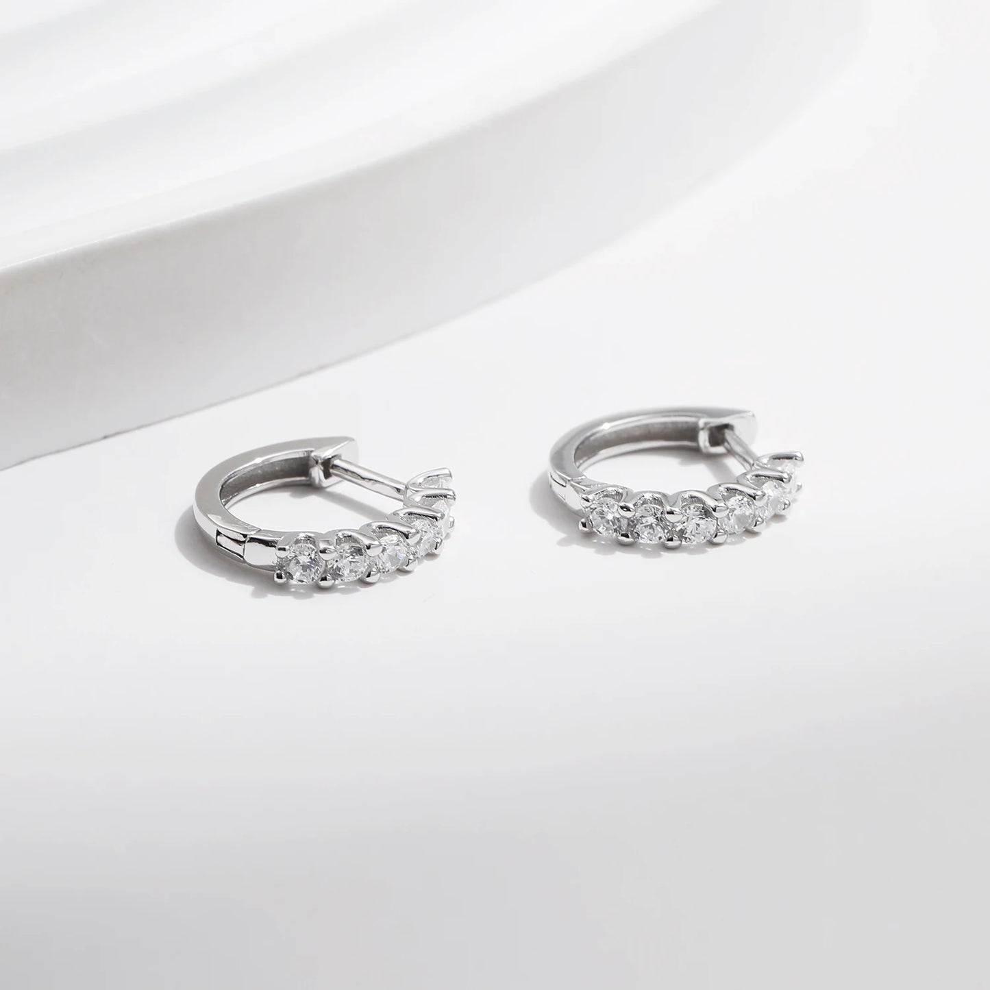Pendientes de aro pequeños de moissanita MODIAN de color D, plata de ley 925, con hebillas huecas y brillantes para mujer, joyería fina para bodas.