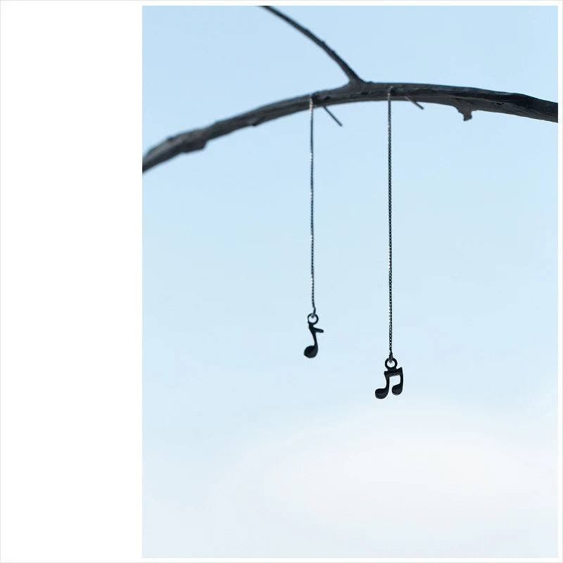 Pendientes Modian de plata de ley 925 de alta calidad con símbolo musical y cadena larga para mujer, joyería de moda en plata de ley, NUEVOS