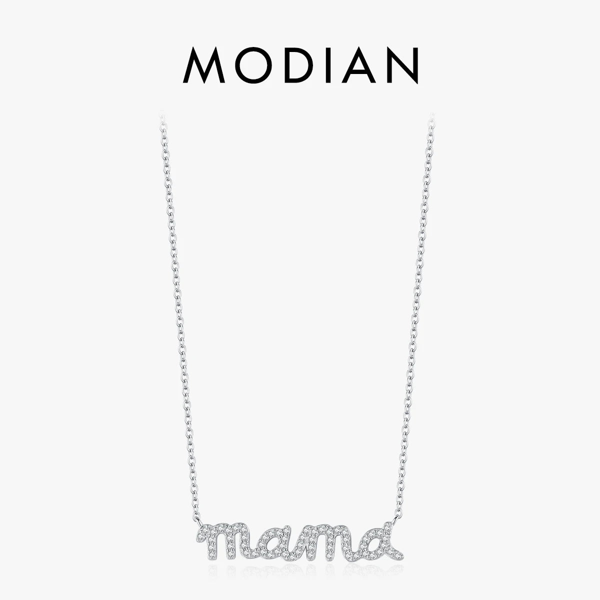 Collar MODIAN de plata de ley 925 con colgante de circonita cúbica brillante y engaste pavé, cadena de eslabones de color dorado a la moda para mujer, joyería fina, regalos.