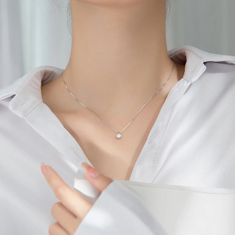 Collar con colgante geométrico Modian de plata de ley 925 con circonita cúbica deslumbrante para mujer, cadena de eslabones, joyería fina de moda para bodas, regalo