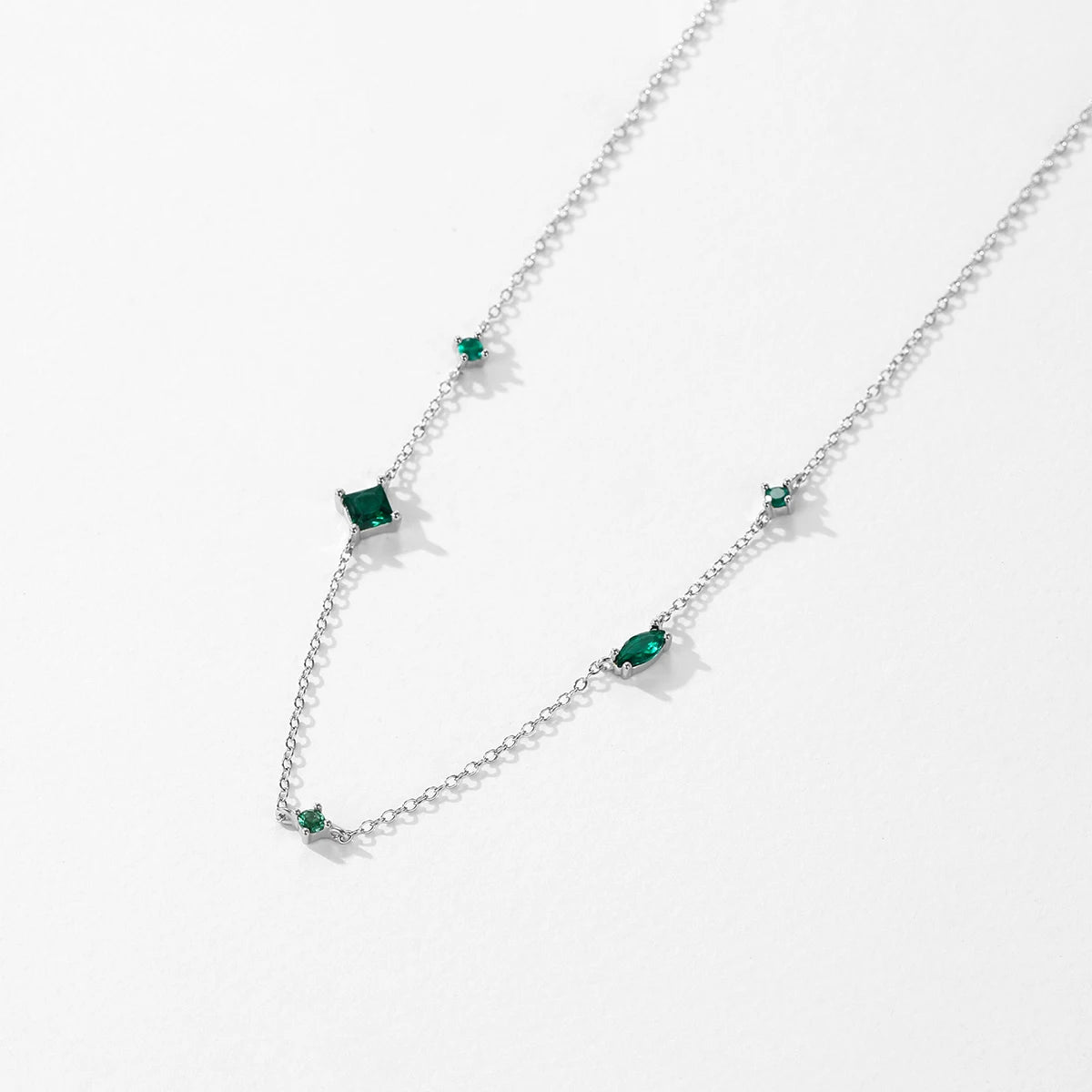 Collar con colgante de circonitas arcoíris de colores de plata esterlina 925 de MODIAN, cadena geométrica brillante para mujer, regalo de joyería de fiesta