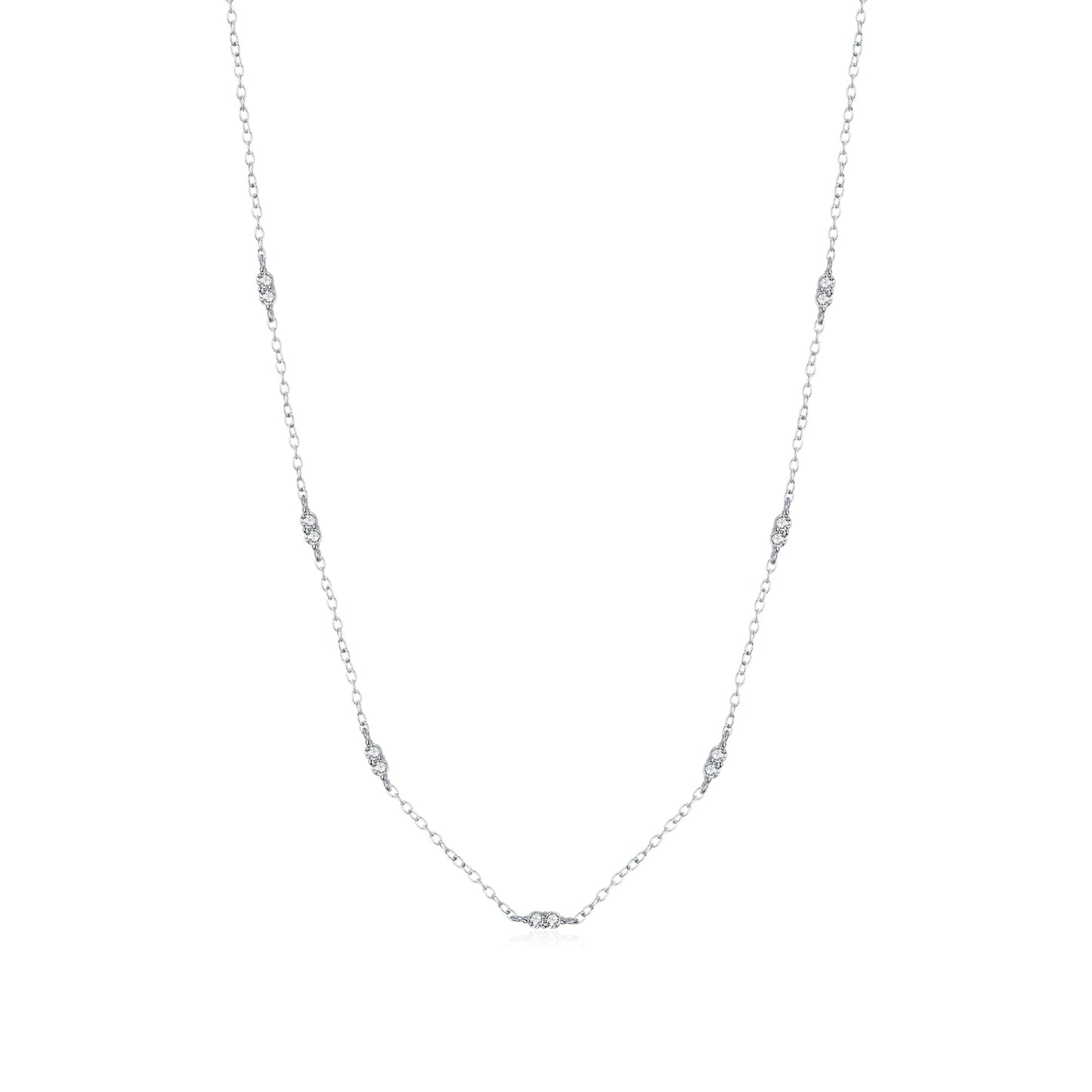 Gargantilla MODIAN de plata de ley 925 con circonitas cúbicas, chapada en oro blanco, joyería para mujer