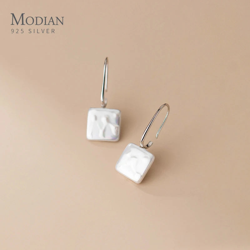 Pendientes de gancho acrílico arcoíris MODIAN de plata de ley 925 con forma cuadrada grande para mujer, joyería fina, regalos para fiestas.