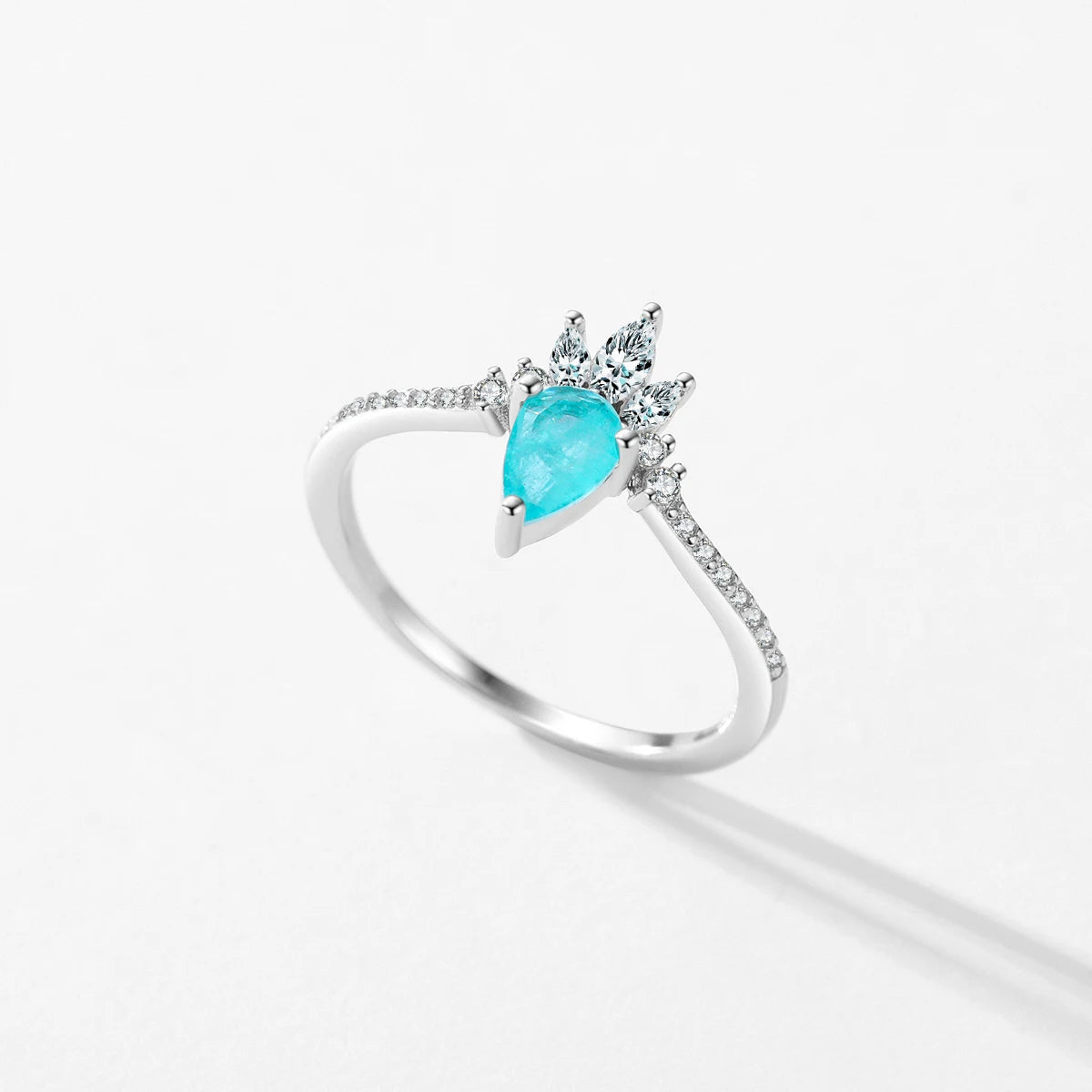 Anillo de plata de ley 925 con corona de MODIAN, turmalina Paraiba, para mujer, de lujo, para boda, compromiso, joyería fina.
