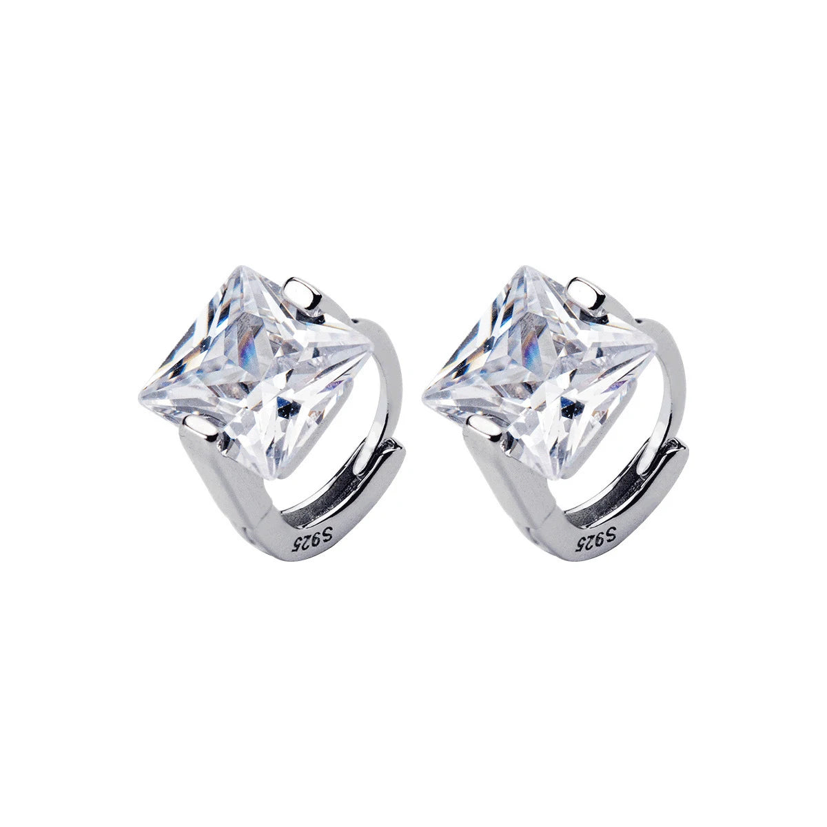Modian Tiny Square CZ Gold Color Hoop Earrings for Women 925 Sterling Silver Small Ear Hoops Female Fashion Jewelry Bijoux
