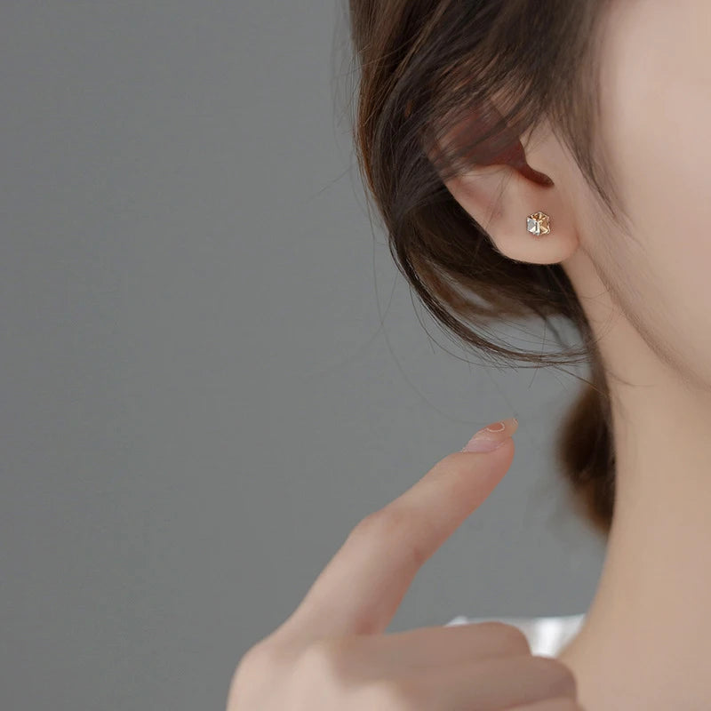 Pendientes de botón de cristal cuadrado romántico de Modian, color champán, para mujer, elegantes pendientes de plata de ley 925, joyería fina de lujo, regalos.