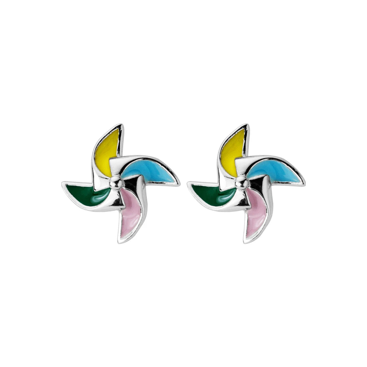 Pendientes Modian con diseño de molino de viento de la suerte, esmaltados en varios colores, para mujer, 100 % plata de ley 925, joyería fina para mujer.