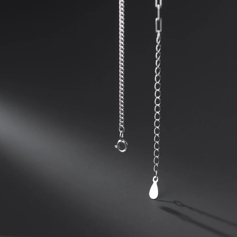 Collar de cadena asimétrica Modian, de plata de ley 100 % 925, sencillo, para mujeres y niñas, accesorios de joyería.