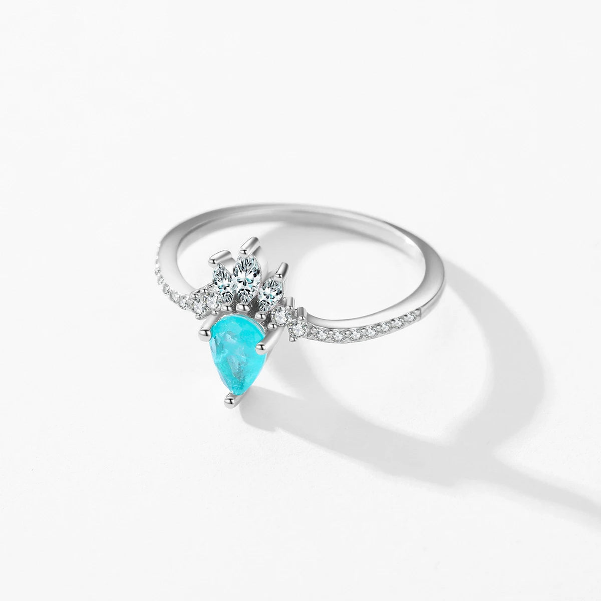 Anillo de plata de ley 925 con corona de MODIAN, turmalina Paraiba, para mujer, de lujo, para boda, compromiso, joyería fina.