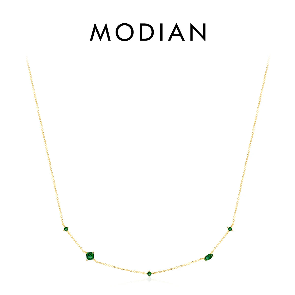 Collar con colgante de circonitas arcoíris de colores de plata esterlina 925 de MODIAN, cadena geométrica brillante para mujer, regalo de joyería de fiesta