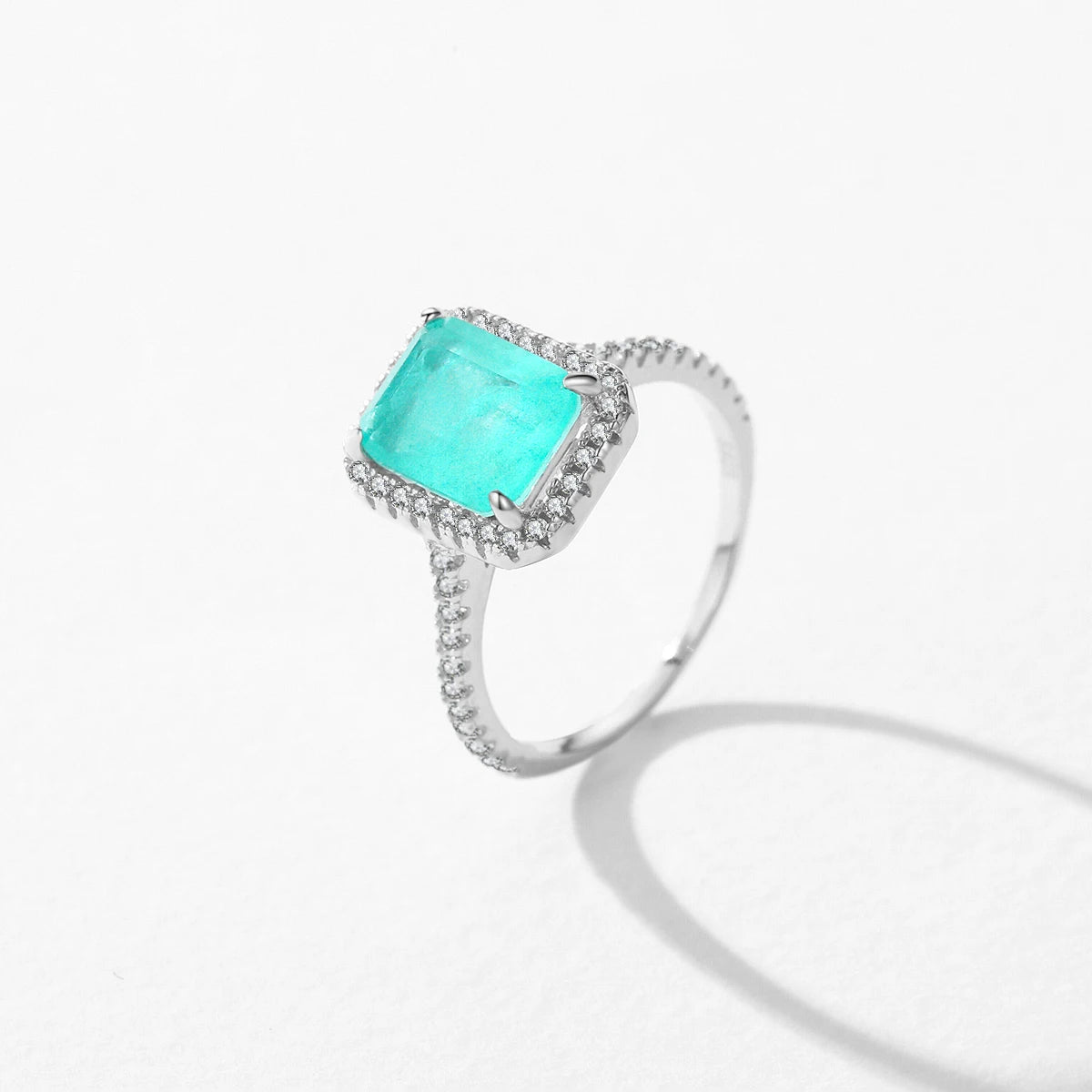 Anillos de turmalina Paraiba de lujo MODIAN en plata de ley 925 para mujer, anillos de compromiso, joyería fina, regalos de aniversario