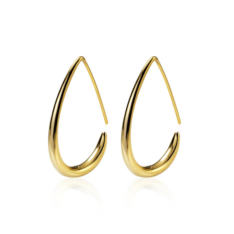 Pendientes de gota ovalados geométricos de color dorado de Modian para mujer, pendientes de gancho de plata de ley 925 a la moda, diseño de joyería fina