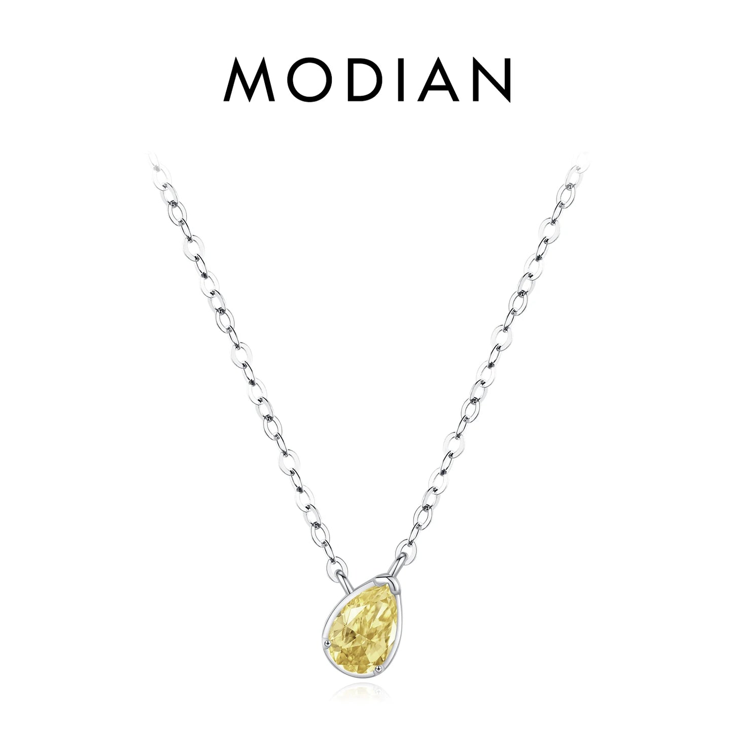 Collar con colgante geométrico de circonita cúbica de plata de ley 925 de MODIAN, joyería asimétrica apilable de moda para mujeres, regalos finos