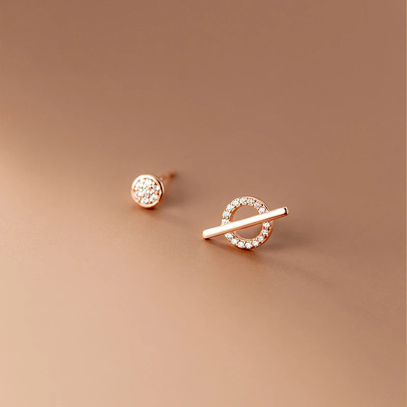 Pendientes Modian con diseño geométrico en oro rosa y circonita cúbica transparente para mujer, de plata de ley 925, regalo de joyería