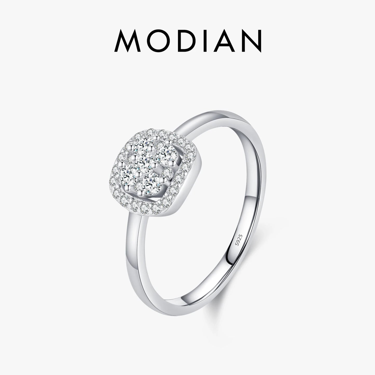 Anillo de boda de moissanita MODIAN con engaste pavé de color D VVS1 brillante, plata de ley 925, para mujer, joyería fina