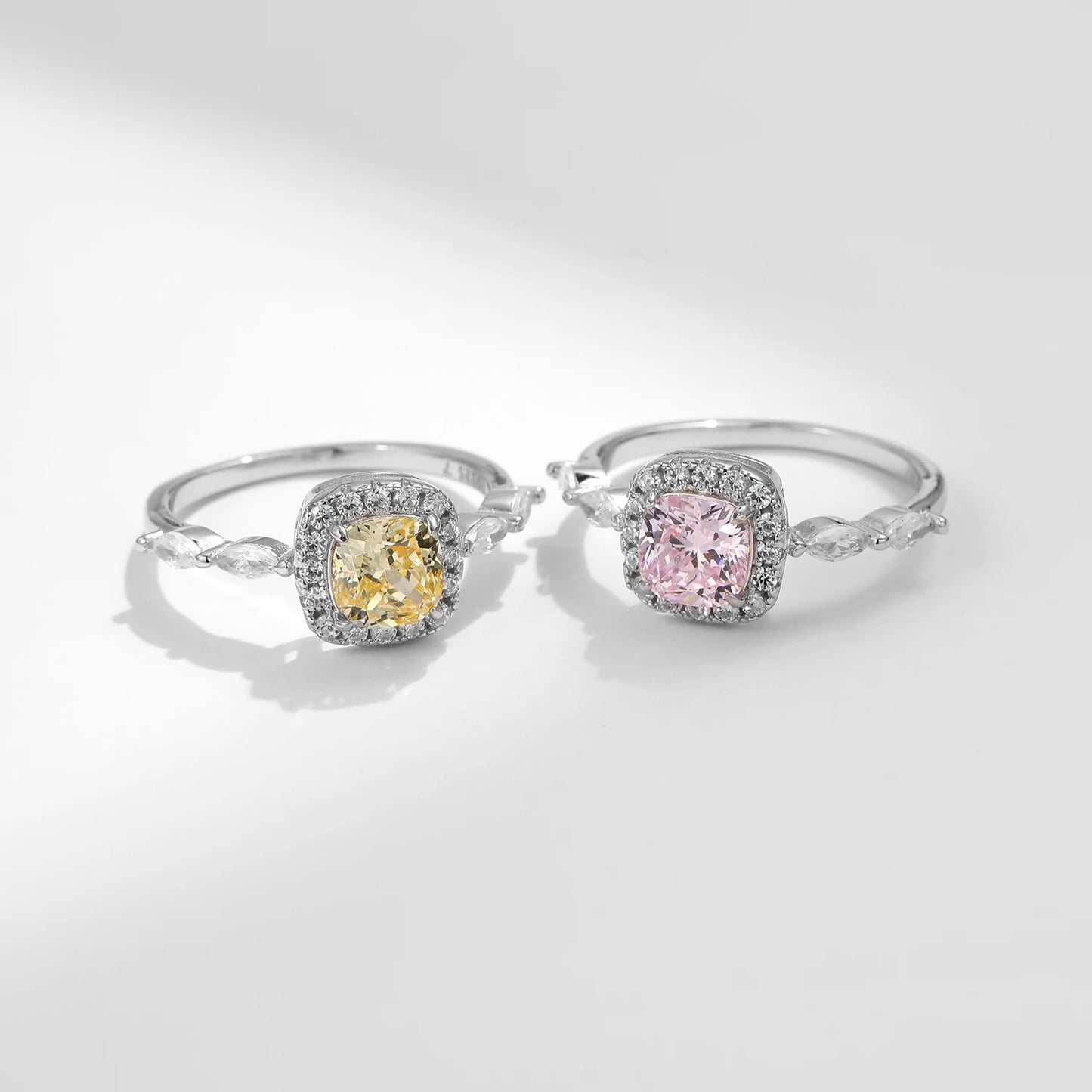 Anillo MODIAN de plata de ley 925 con circonitas rosas y amarillas de alta calidad para mujer, ideal para bodas, joyería fina.